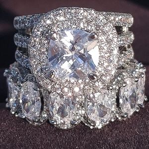 Luxury 925 Sterling Silver Princess Cut Ring